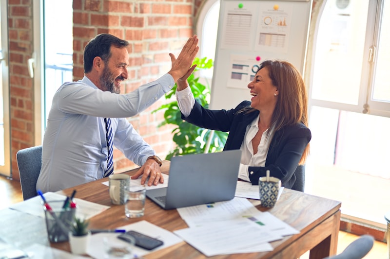 Professional team collaborating in a modern office